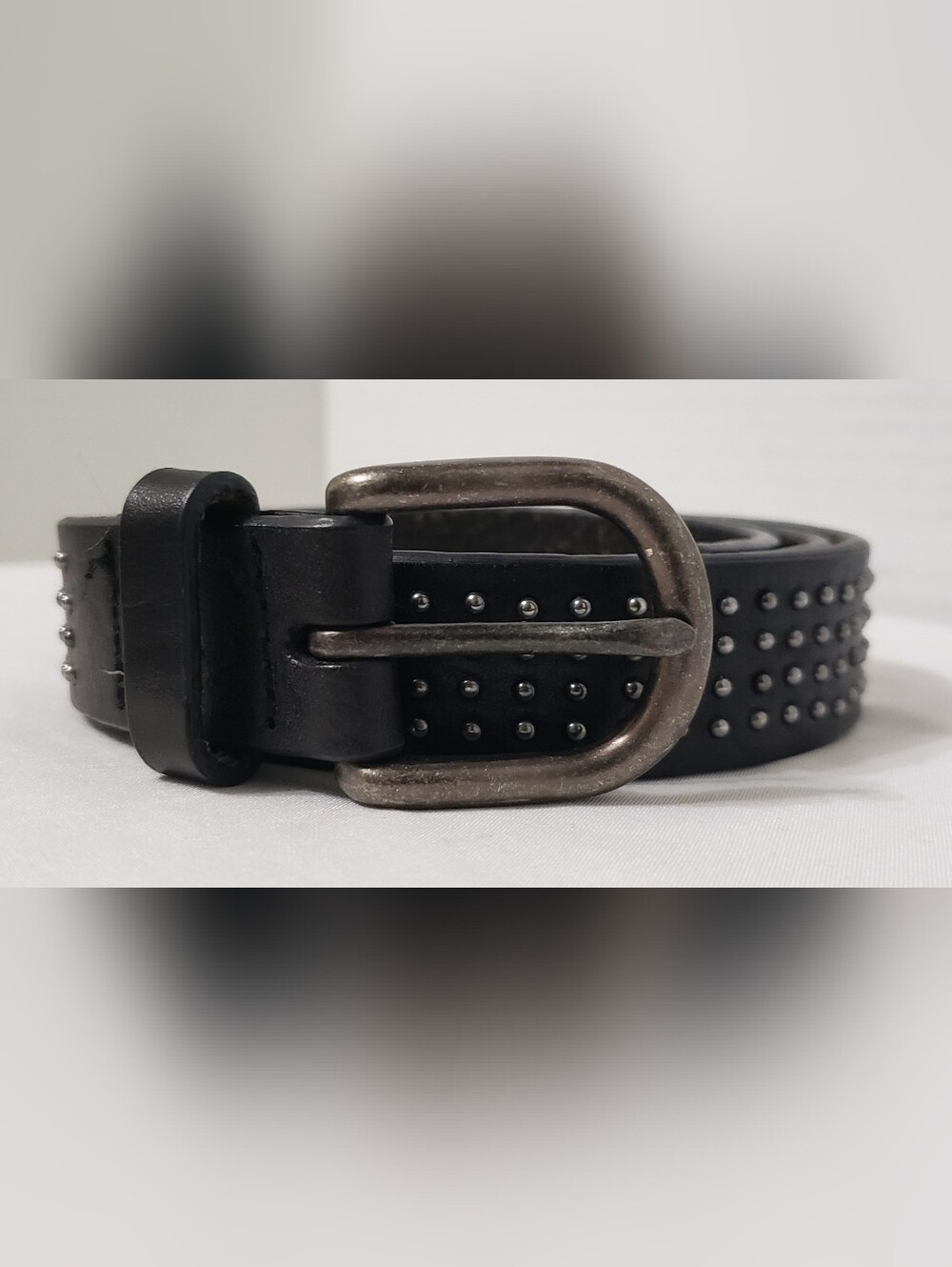Gap Black Leather Studded Belt Size XS